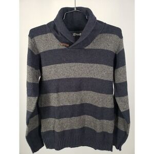 Method Rugby Stripe Vintage Sweater Size L Shawl Collar Wood Toggle Decor Accent